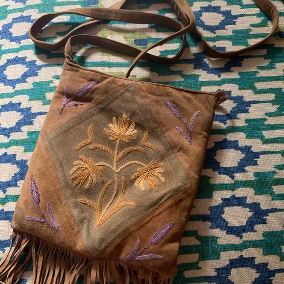 Soft suede boho crossbody purse - Picture 2 of 3